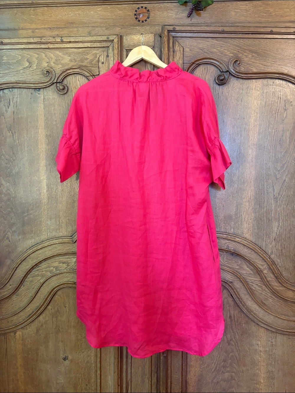 Finley Crosby Bell-Sleeve Ruffle-Trim Linen Shirtdress - Picture 12 of 14